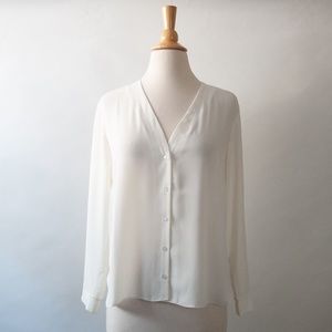 ASOS Flowy V-Neck Long Sleeve Button Down Top